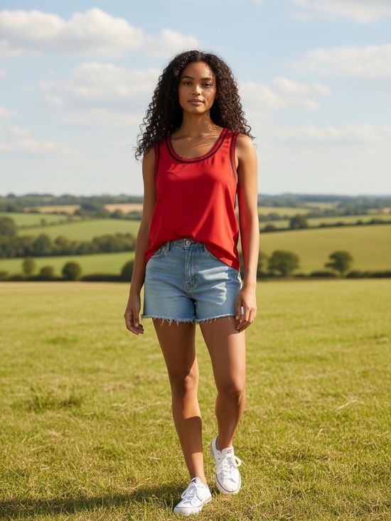 Tommy Hilfiger Tops - Tommy Hillfiger size medium red with black trim tank top.Size Med